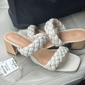 Sincerely Jules Cream Braided Heeled Sandals